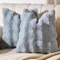 AmHoo Pack of 2 Throw Pillow Covers 3D Dense Faux Rabbit Fur Cozy Super Soft Fuzzy Set Case Cushion for Couch Sofa Bedroom 20 x 20-Inch Light Grey