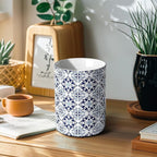 Ceramic Kitchen Utensil Holder for Countertop, Embossed Pattern Crock with Kiln-Fired Finish, Counter Organizer for Cooking Tools ,Blue