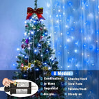 100 LED Christmas Lights Outdoor, 33ft Christmas String Lights for Bedroom 8 Modes Waterproof Plug in Twinkle Fairy Light for Indoor Outside Bedroom Home Party Decoration, Blue&White