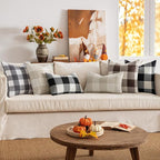 MIULEE Halloween Pack of 2 Classic Retro Checkers Plaids Polyester Linen Soft Solid Black and White Decorative Throw Pillow Covers Home Decor Outdoor Cushion Case for Sofa Bedroom Car 12 x 20 Inch
