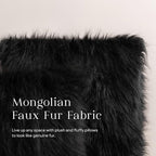 Phantoscope Pack of 2 Faux Fur Solid Throw Decorative Pillow Cover Cushion Covers Luxury Soft Halloween Decorative Pillowcase Fuzzy Pillow Covers for Bed/Couch, Black 18 x 18 Inches