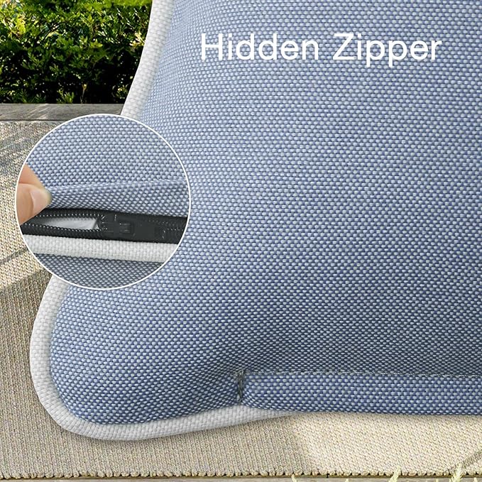 Decorative Outdoor Water Repellent Throw Pillows with Inserts, Set of 4, 20" x12" Pillows for Patio, Backyard, Bed, Couch, and Patio Furniture, Powder Blue