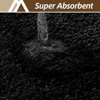 COSY HOMEER Bathroom Rugs Mat 24”x48” Absorbent Non-Slip Bath Mat Plush Shaggy Machine Washable Bath Rugs Soft Polyester Bath Mats for Bathroom Floor,Tub and Shower,Black