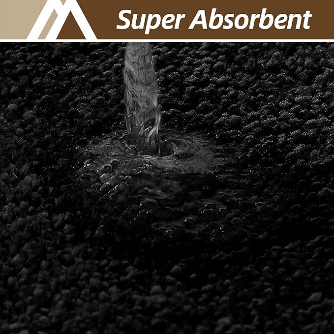 COSY HOMEER Bathroom Rugs Mat 24”x36” Absorbent Non-Slip Bath Mat Plush Shaggy Machine Washable Bath Rugs Soft Polyester Bath Mats for Bathroom Floor,Tub and Shower,Black