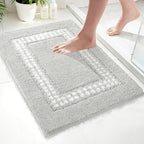 Gray Bathroom Rugs 18x24, Non Slip Washable Bath Mats,Super Soft Microfiber Bathroom Mats, Plush Fluffy Absorbent Bath Rugs for Sink Tub Basin Shower Floor