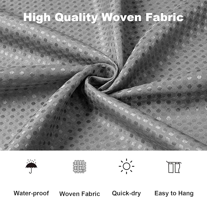 Boho Shower Curtain Set, Waterproof Fabric Shower Curtains, Luxury Hotel Style, Waffle Texture, Heavy Duty, Extra Long Bath Curtain, No Hook, Bathroom Decor, 72x36 Inch, Grey