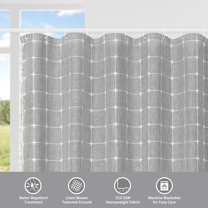 MitoVilla Tan Boho Small Stall Shower Curtain 36 x 72, Narrow Polyester Linen Fabric Shower Curtains for Farmhouse Bathroom Decor, Brown Half Size Cloth Shower Curtain Set with Hooks, Taupe