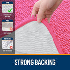 OLANLY Bathroom Rugs 47x20, Extra Soft Absorbent Chenille Bath Rugs, Rubber Backing Quick Dry, Machine Washable Bath Mats for Bathroom Floor, Tub and Shower, Home Decor Accessories, Hot Pink