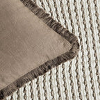 Foindtower Set of 2 Decorative Linen Fringe Throw Pillow Covers Cozy Boho Farmhouse Cushion Cover with Tassels Soft Accent Pillowcase for Couch Sofa Bed Living Room Home Decor, 26×26 Inch, Light Brown