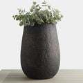20" H Weathered Concrete Tall Planter, Black Large Outdoor Indoor Decorative Flower Pot with Drainage Hole, Modern Round Style for Home, Garden, Patio, Courtyard, Bronze Rust with Green Tone