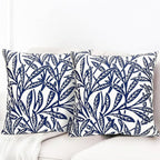 Decorative Throw Pillow Covers Set of 2 Blue Pillow Covers 16x16 inch Soft Short Plush Floral Throw Pillow Cases Square Farmhouse Outdoor Pillow Covers for Couch Sofa Bedroom Living Room