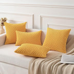 Kevin Textile 2 Packs Decorative Throw Pillow Covers for Couch Striped Velvet Boho Cushion Covers for Chair 40x40 cm 16 x 16 Inch Yellow