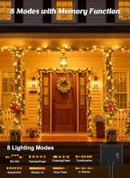 Brightown 4 Pack Solar String Lights Outdoor, Total 288Ft 800 LED Twinkle Fairy Lights Waterproof with 8 Modes Auto On/Off for Patio Tree Garden Party Home Wedding Christmas Decorations (Warm White)