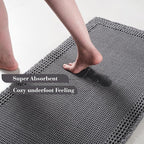 RESARE Waffle Bath Mat, Super Absorbent Non-Slip Machine Washable, Ultra Soft Boho Bath Rug with Tassels, Upgraded Bordered Design, 18"x30" Dark Grey