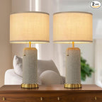 Boho Bedside Table Lamps Set of 2-22.4" Modern Nightstand Lamp for Bedroom Living Room, Vintage End Table Lamp with Linen Shade
