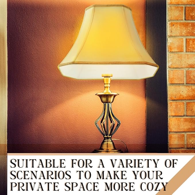 Set of 2 Medium Bell Lamp Shade 6.25" x 8" Top 11" x 16" Bottom 12" High (Spider) Rectangle Cut Square Replacement Vintage Silk Lampshade for Table Floor Living Room Bedroom (Eggshell)