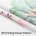 QiyI Flower Shower Curtain with Snap in Liner, Green Watercolor Floral Cloth for Bathroom, No Hook Shower Curtains with Mesh Top Window, Fabric Waterproof Bathroom Set, 72 x 75 Inch