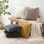 decorUhome Fall Oatmeal Chenille Throw Pillow Covers 20x20 Set of 2 Thick Textured Slubby Couch Pillow Covers Farmhouse Accent Modern Neutral Decorative Pillow Cases for Bed Sofa Living Room