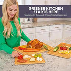 Glue-Free Surface™ Extra Large Bamboo Cutting Board Set – For Chopping Vegetables, Carving Meat, Slicing Bread, and Serving Cheese & Charcuterie for Safer Family Meal Prep – For Health Conscious Chefs