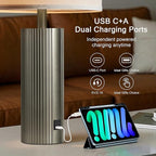 Table Lamps for Living Room Set of 2, 24.5" Modern Table Lamps for Bedroom with USB C+A Ports, Creative Stripe Touch Lamps for Nightstand, 2 Bulbs Included