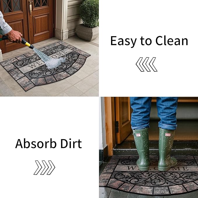 Door Mat Welcome Mat, Heavy Duty Door Mat 23.6 x 35.4 Inch Front Door Rug Doormat for Outdoor Entrance Home Non-Slip Rubber Rug for Front Door, Outside, Entryway, Patio (Grey Welcome)