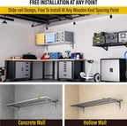 1.3x4ft Adjustable Rail Type Folding Storage Rack Shelf, Suitable for Garage, Storage Room, Kitchens Wall Shelf,Garage Storage Rack Floating Shelves, Wall Mounted Folding Table(1pc-Silver Gray)