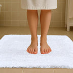 Cotton Bath Mat Rug for Bathroom - White, Reversible Bath Rugs Soft & Absorbent Quick Dry Mats, Washable Plush Hotel Quality Tufted Floor Step Out Mat for Bath Tub, Shower, Toilet - 17x24 Inches