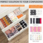 Drawer Organizer Clothes, 8 Pack Dresser Organizer Bins for Baby Clothes, Underwear Sock, Fabric Closet Organization and Storage Dividers for Nursery Bedroom (96 Compartments, White)