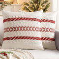 MIULEE Set of 2 Christmas Red Boho Decorative Pillow Covers 20x20 Inch Farmhouse Rustic Couch Throw Pillows Modern Cotton Cushion Covers Retro Cute Macrame Woven Home Decor for Bed Sofa Chair