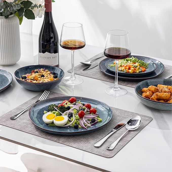 AmorArc Ceramic Plates Set of 6, 8.5 Inch Handmade Reactive Glaze Stoneware Plates set for Dessert, Salad, Appetizer,Dinner, Microwave & Dishwasher Safe, Scratch Resistant