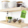 BAOBAB WORKSHOP Solid Wood Floating Shelves for Wall 20 Inch Wide, Wooden Shelf for Bathroom, Light Oak Floating Shelves for Room Wall Mounted Kitchen Farmhouse, Natural Wood, 20W × 6.7D, Set of 2