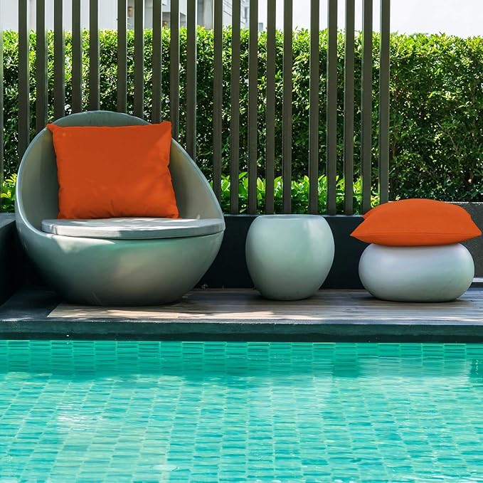 Boao 4 Pack Christmas Decorative Outdoor Waterproof Throw Pillow Covers Square Patio Balcony Garden Waterproof Cushion Case PU Coating Pillow Shell for Couch Bed Patio Sofa, 18 x 18 Inch(Orange)