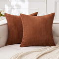 MIULEE Pack of 2 Corduroy Soft Soild Decorative Square Throw Pillow Covers Cushion Cases Pillowcases for Sofa Bedroom Car 18 x 18 Inch 45 x 45 Cm Dark Rust