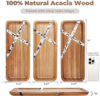 Anyvape Acacia Wood Serving Trays with Resin Inlay – 3-Piece Wooden Charcuterie Boards Set for Cheese, Fruit, Appetizers, Durable Kitchen Platters & Home Decor (14 x 5.5 x 0.78 Inches)