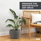 Ilyapa 14 Inch Tall Modern Concrete Planter - 14x10 Inch Outdoor/Indoor Plant Pots with Drainage - Cement Vase Planters for Plants, or Tree