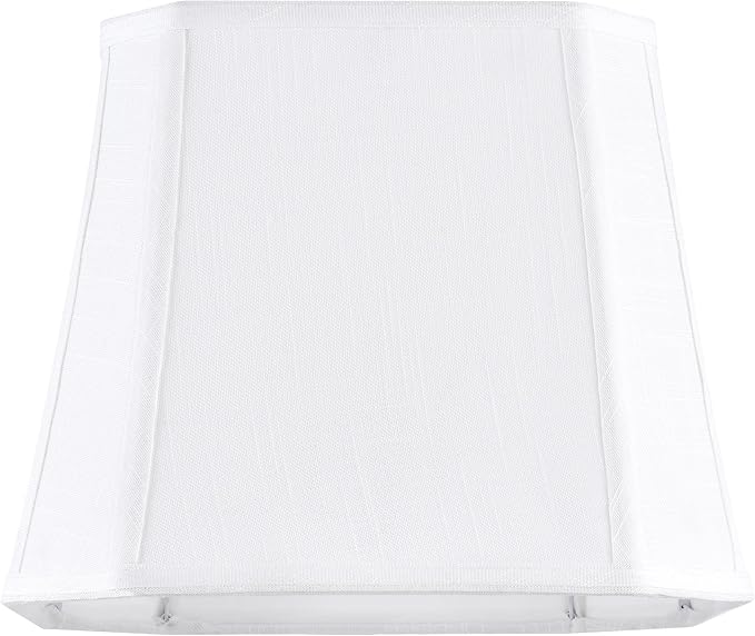 GO&SO 2 Pack White Linen Lamp Shades Square Cut Corners, 10"Top × 13" Bottom × 10.5" High(Spider) Medium Lampshade Replacement for Table Lamp & Floor Lamps Modern,Transitional Style, Easy Assembly
