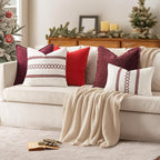 MIULEE Set of 2 Christmas Burgundy Boho Decorative Lumbar Pillow Covers 12x20 Inch Farmhouse Rustic Couch Throw Pillows Modern Cotton Cushion Covers Retro Macrame Woven Home Decor for Bed Sofa Chair
