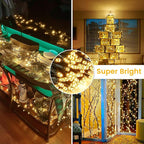 Connectable 100LED 42Ft 13Modes Christmas String Lights Outdoor Indoor | Extendable Green Wire Warm White Christmas Tree Lights with Timer | Twinkle Fairy Light Plug in for Xmas Tree (Warm White)