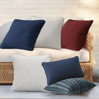 Outdoor Sunbrella Decorative Throw Pillow Covers Only, Pack of 4, 17"x17" & 20"x12" Water Repellent Replacement Lumbar Pillow Case for Patio, Couch, Sofa and Patio Furniture, Troupe Dock