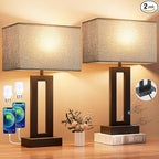 Seealle Nightstand Table Lamps for Bedrooms Set of 2 - Touch Bedside Lamp with USB C+A, 3 Way Dimmable Living Room End Tables 2, Modern Night Stand Bed Side Guest Room(Grey) B. Grey