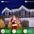 82ft 792 LED 176 Drops Christmas Lights, Outdoor Hanging lights with 8 Modes and Timer Memory, Plug In Outside Waterproof Curtain String Lights for House Fence Tree Holiday Decorations (Cool White)