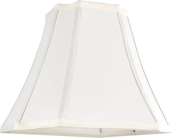 GO&SO Square Lamp Shades for Floor and Table Lamps, 6.5x13.2x10.6", Cream-Yellow, Natural Fabric Lampshade Bell Cut Corner Replacement for Nightstand Lamp, Easy Assembly Required (Single)