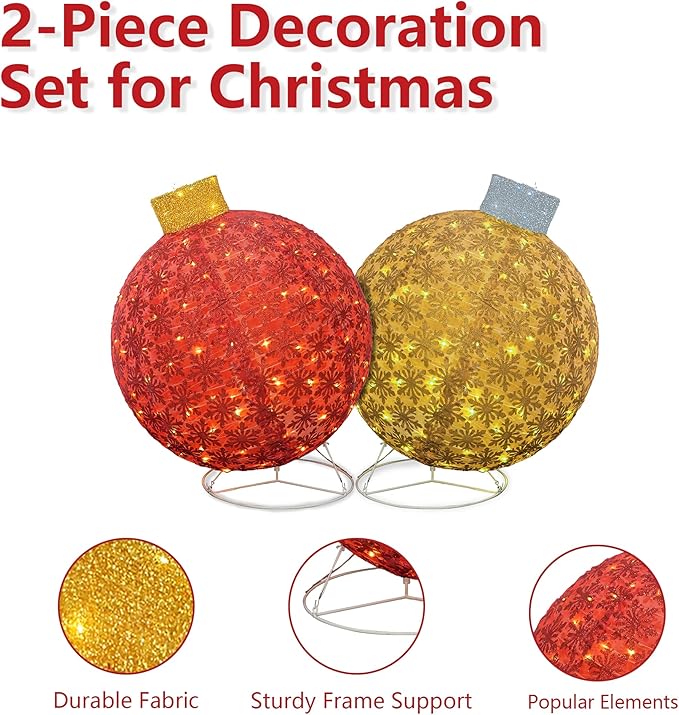 Lamerge Christmas Lanterns Decorations for Home, Indoor Outdoor Holiday Lanter, Warm Lit Farmhouse Lantern for Porch, Yard, Mantle, Party,30.5inch（Red+Gold）