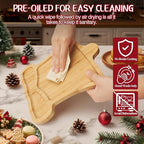 WILLKOMMEN Christmas Serving Tray, Bamboo Bell Shaped Serving Platter, Charcuterie Board Serving Dishes 10" x 9" for Party Cookie Fruit Tray Cheese Board Plate