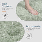 Walensee Bath Rug - Non Slip, Soft Microfiber Shaggy Bath Mat (20 x 32, Pale Green) Water Absorbent, Machine Washable, Thick Plush Shower Mat