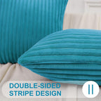 Simmore Decorative Throw Pillow Covers 24x24 Set of 2, Soft Natural Plush Flannel Double-Sided Fluffy Couch Pillow Covers for Sofa Living Room, Teal