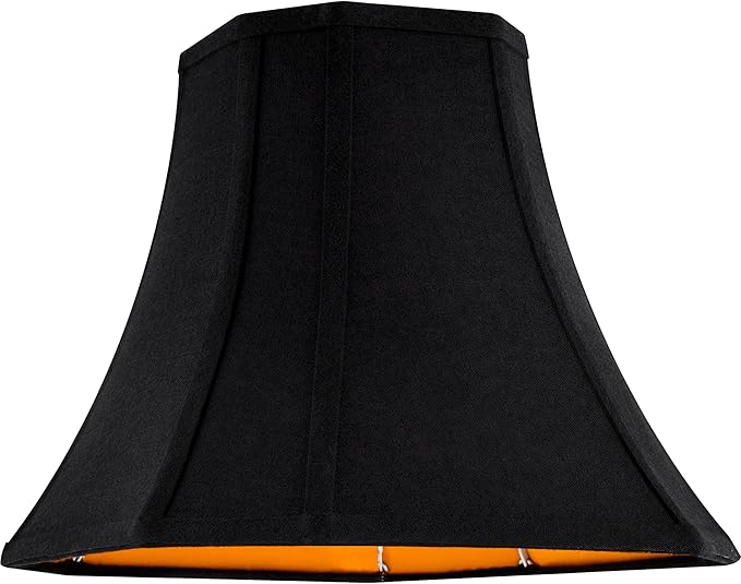 Black Square Cut Corner Bell Lamp Shade Set of 2 Medium Lampshade 6.5``Top×13``Bottom×10.6``Hight(Spider) Modern Lamp Shade for Table & Floor Lamp - Lampshade Replacement