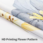 QiyI Flower Shower Curtain with Snap in Liner, Blue and Yellow Watercolor Floral Cloth Bath Curtains, No Hook Shower Curtains with Mesh Top Window, Fabric Waterproof Bathroom Curtain Set, 72 x 87 Inch