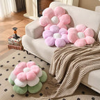 Purple Flower Pillow, Daisy Shaped Throw Pillow 15.7In, Cute Flower Seating Cushion for Sofa, Couch, Bed