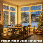 suddus 600 LED Christmas Curtain Lights Outdoor, 9.8x19.6ft Curtain Lights Plug in with Remote, Wall Hanging Lights for Christmas,Dorm,Wall,Window,Wedding,Party,Birthday Decor,Warm White